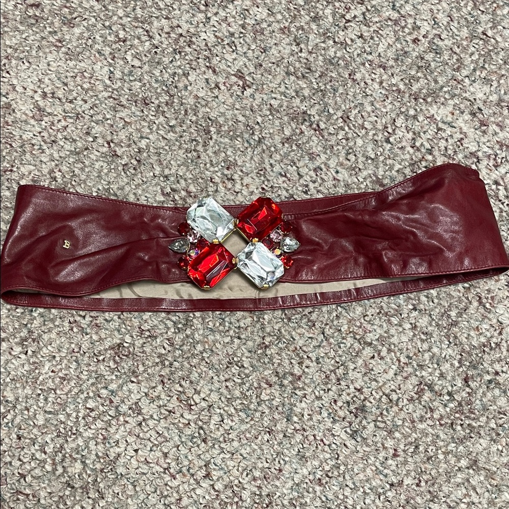 Bally (vintage 70s/80s) Leather Belt with Crystal Gem Accents